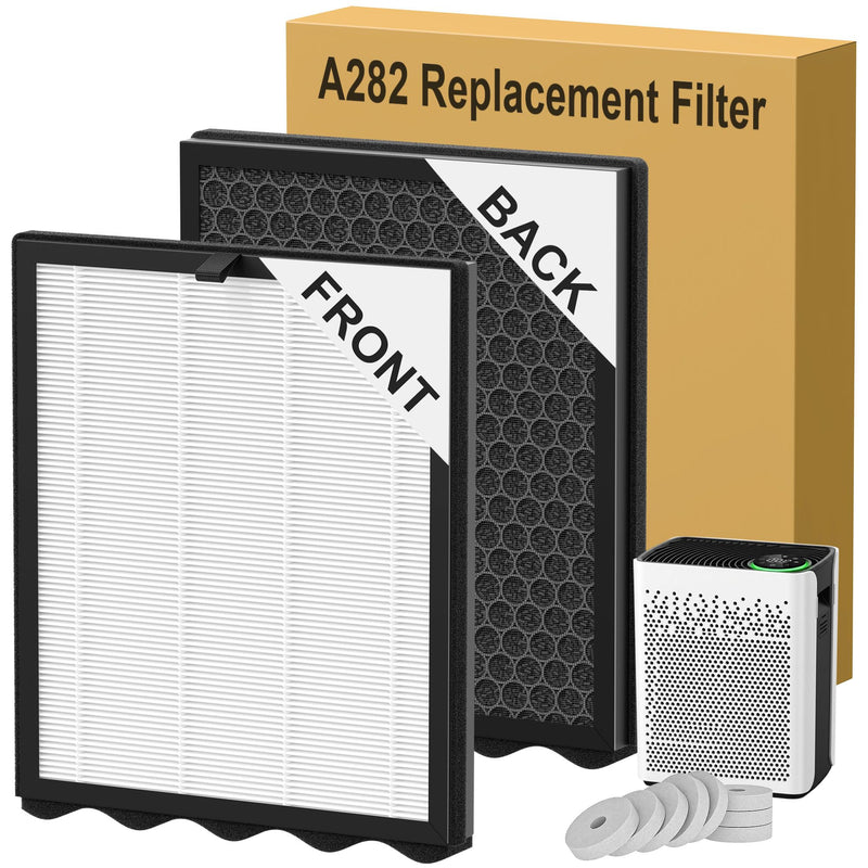 2 Pack A282 Replacement Filter Compatible with AirHub A282 Purifier and Jafanda JF280 Purifier, True HEPA + Activated Carbon Dual-Side Filtration System, with 8 Aroma Pads