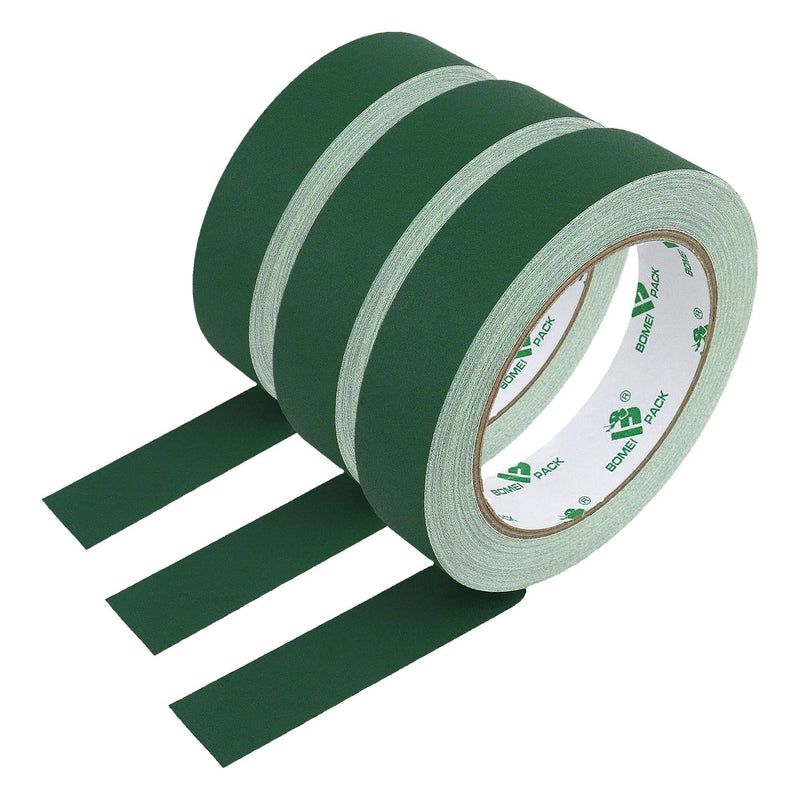 BOMEI PACK Dark Green Gaffer Tape, Matte Non-Reflective, 1inch x 20yds No Residue Hand Tear Self-Adhesive Tape for Labeling, Cable, Stage, Photo Studio, Painters and Duct Repair, 3 Pack 1in*20y (Pack of 3)