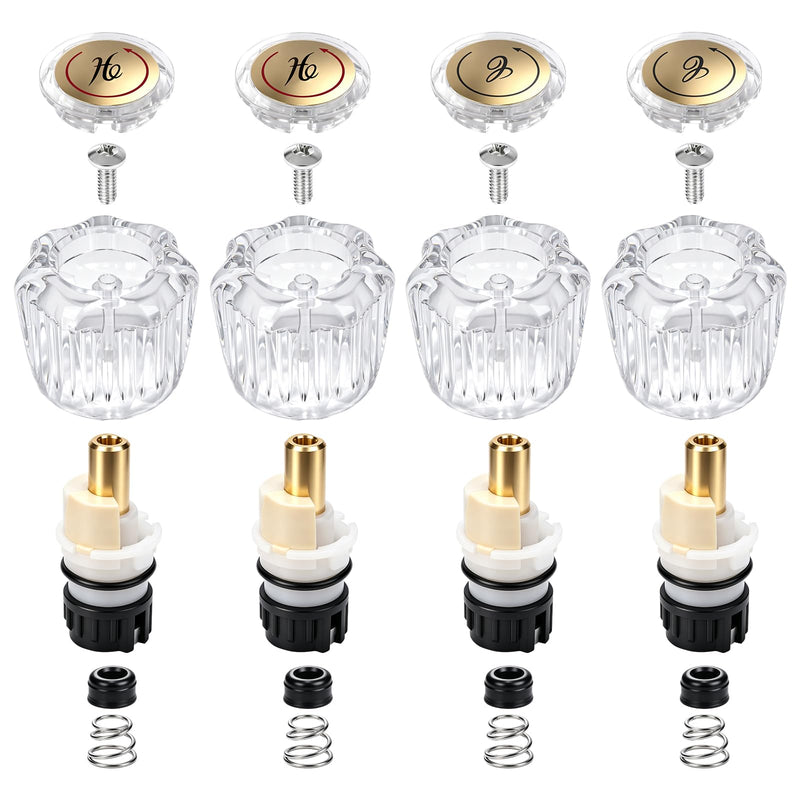 4 Pack Clear Acrylic Faucet Handle and RP25513 Cartridge Stem Repair Kit 4
