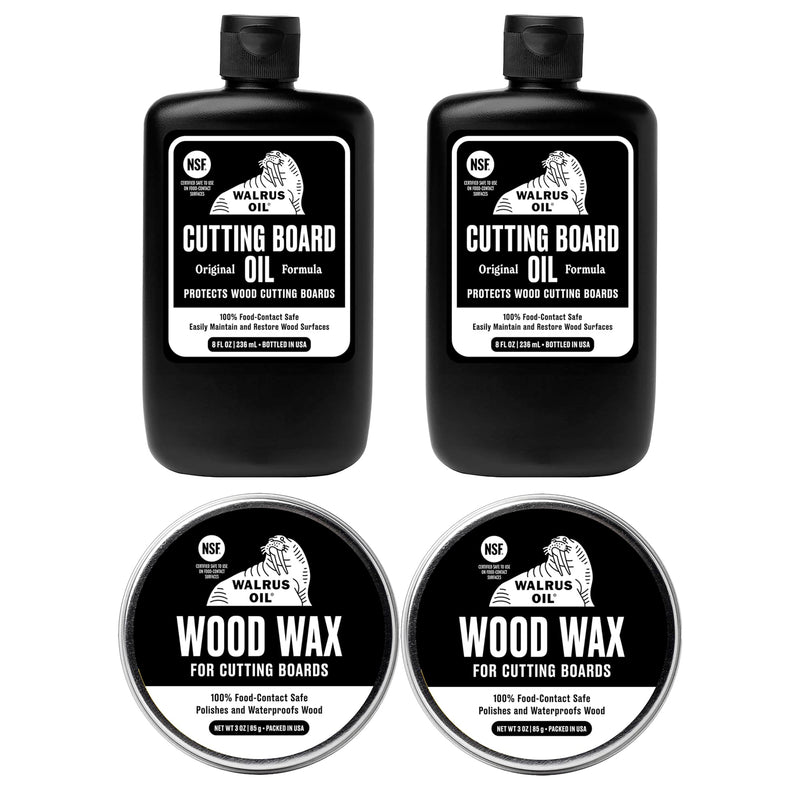 WALRUS OIL - Cutting Board Oil and Wood Wax Set. For Cutting Boards, Butcher Blocks, Wooden Spoons, and Bowls. 100% Food-Safe. (Pack of 2) Set (Pack of 2)