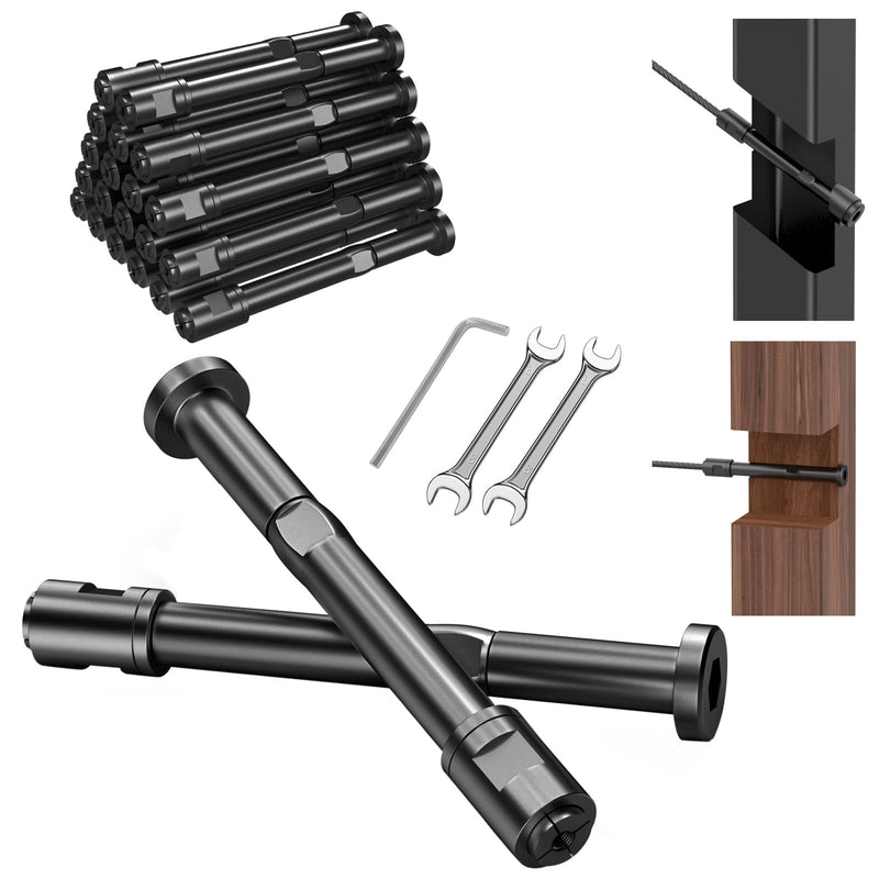 20 Pack Swageless Cable Railing Tensioner Kits for 3/16" Wire Rope Black 3/16" 20