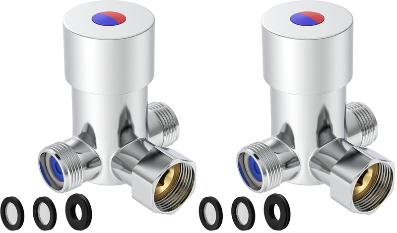 Hot & Cold Water Mixing Solid Brass Thermostatic Mixer Valve for Automatic Sensor Faucet (Pack of 2) 2 3/4" X 2 1/4" (Pack of 2)