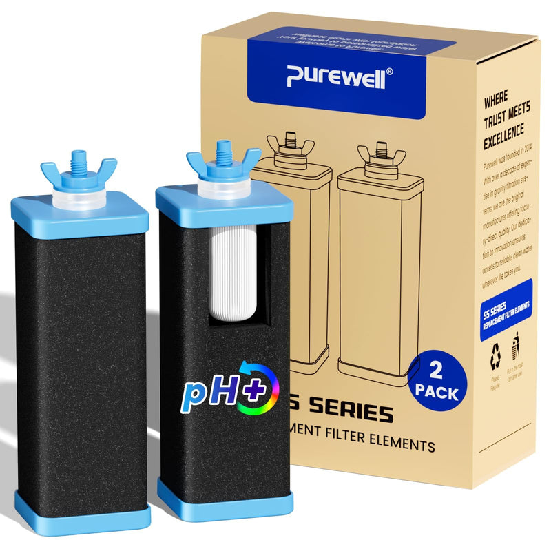 Purewell Gravity Water Filter Replacement, Alkaline-Enhanced & Reduce PFAS Navy Blue 2
