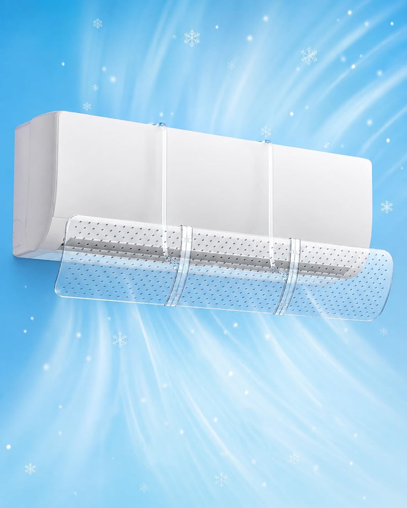 Air Conditioner Deflector, Mini Split Air Deflector Adjustable Anti Direct Blowing, No Drill AC Deflector ABS for 28-40in Wall Mounted Air Conditioner Bedroom Office Home Clear