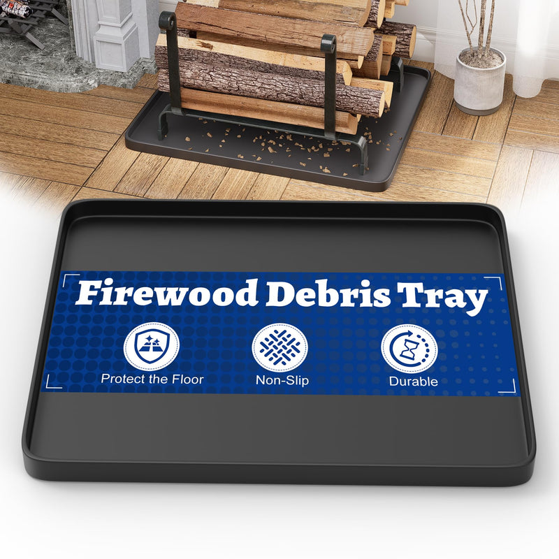 Firewood Debris Tray for Firewood Rack Indoor, 23.6" x 19.7" Fireplace Tray, Non-Slip Wood Debris Pan for Log Holder, Fireplace Accessories, Collect Wood Chips, Protect The Floor