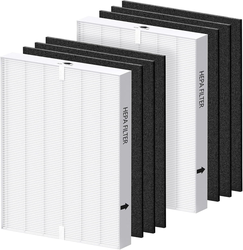 AP-1512HH Replacement Filter Compatible with Coway Mighty, 2 Pack H13 HEPA Filters with 6 Activated Carbon Pre-Filters, Fits AP-1512HH and Mighty 1/1(W)