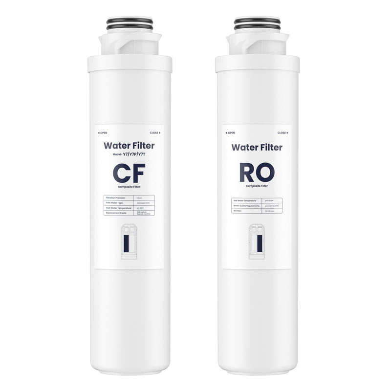 CF & RO Filter Replacement Cartridge Set Compatible with SimPure Y7T, Y7, Y7P-W, Y7P-BW Countertop Reverse Osmosis Water Filtration System, 2-Pack (1 CF + 1 RO), 100 GPD, 6-Month Service Life