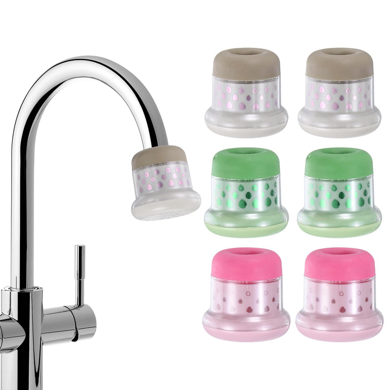 M METERXITY 6-Pack Mushroom Shaped Faucet Water Filter, Brown/Pink/Green