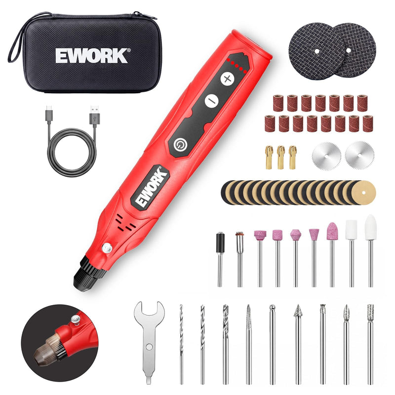 EWORK 71PCS Mini Rotary Tool, 5-Speed Rotary Tool Kit for DIY Enthusiasts Red (71pcs)