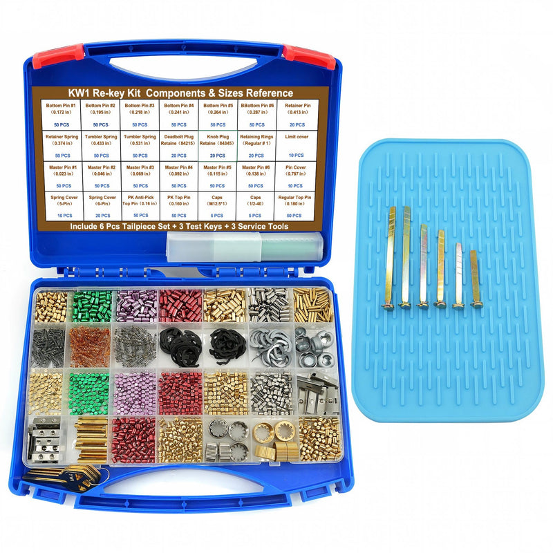 KW1 Rekey Kit, Color-Coded Pin Set for Lock Cylinder Maintenance