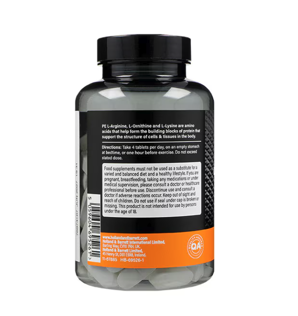 L-lysine, L-arginine & L-ornithine 1000mg Tablet - 120 High Strength Vegan Tablets | Promotes Optimal Assimilation & Absorption | Supports Strengths & Endurance | 400mg L-arginine Per Tablet