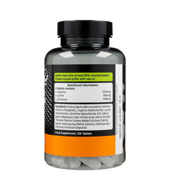 L-lysine, L-arginine & L-ornithine 1000mg Tablet - 120 High Strength Vegan Tablets | Promotes Optimal Assimilation & Absorption | Supports Strengths & Endurance | 400mg L-arginine Per Tablet