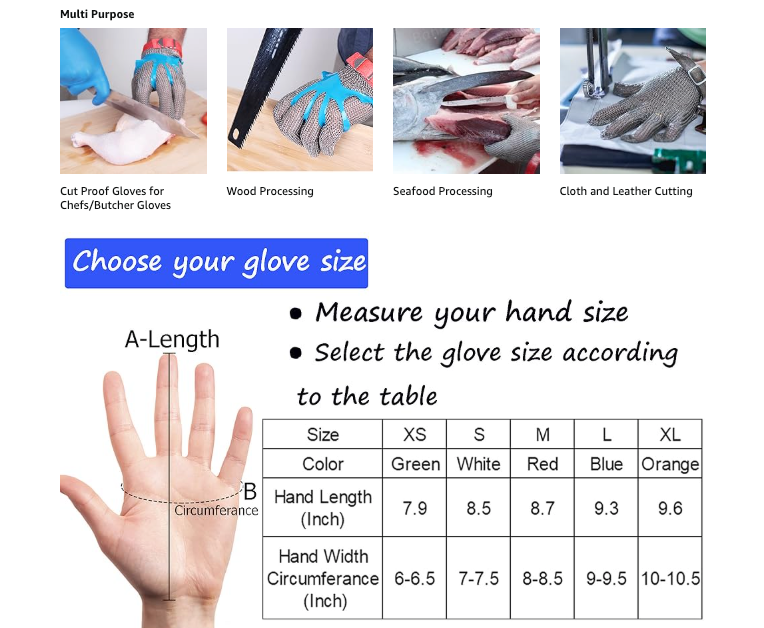 Chainmail Gloves for Cutting Meat&Food,Highest Level Cut Resistant Gloves Food Grade,Upgrade Stainless Steel Metal Mesh Glove,Cut Proof Glove for Chefs,Safety Work Butcher - NewNest Australia