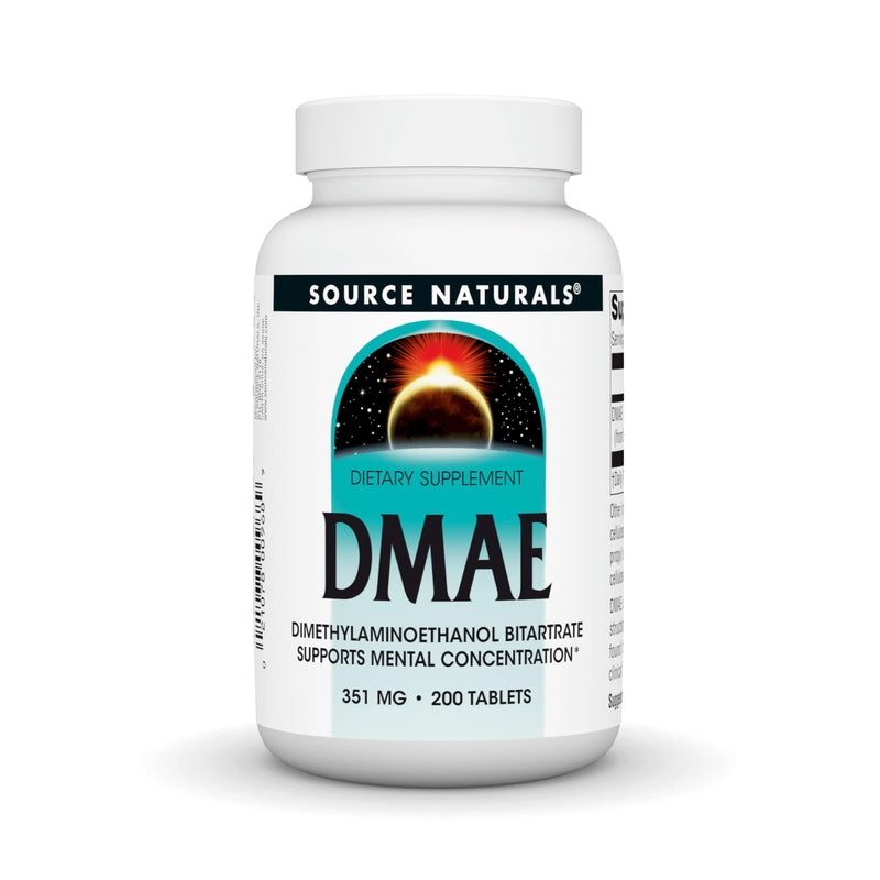 Source Naturals DMAE (DiMethylAminoEthanol) - 351 mg - 200 Vegetarian Tablets - Gluten Free - NewNest Australia