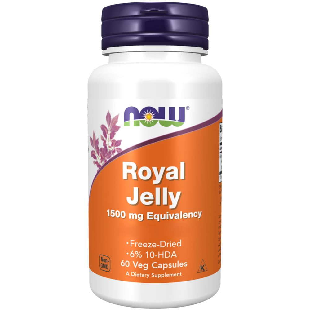 Now Foods, Royal Jelly (Royal Jelly), 500mg, standardized to 6% 10-HDA, high dosage, 60 capsules, laboratory tested, gluten-free, soy-free, non-GMO - NewNest Australia