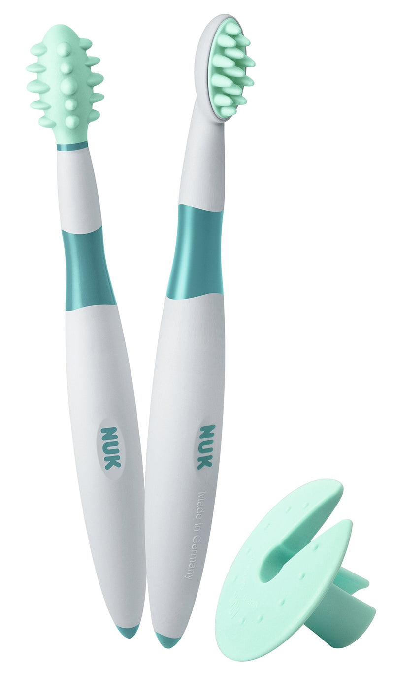 Nuk Baby Toothbrush Learning Set, 2-Piece Cleaning Pen And Cleaning Trainer Including Protective Ring, Optimal Preparation For Teeth Brushing, Bpa-Free (Bisphenol A) - NewNest Australia