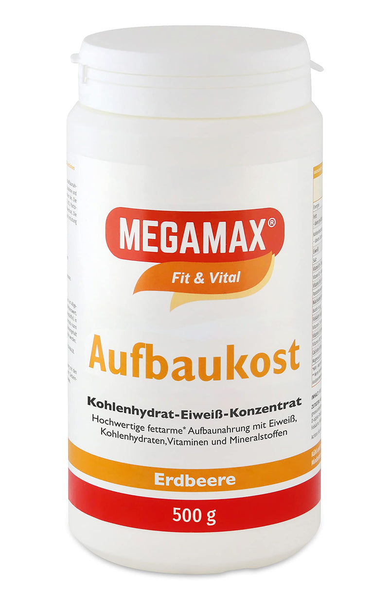 Megamax Organic Food Strawberry. Ideal For Strengthening And Underweight. Powder For Preparing A Low-Fat Carbohydrate Protein Drink. Produced In Germany. 500G - NewNest Australia