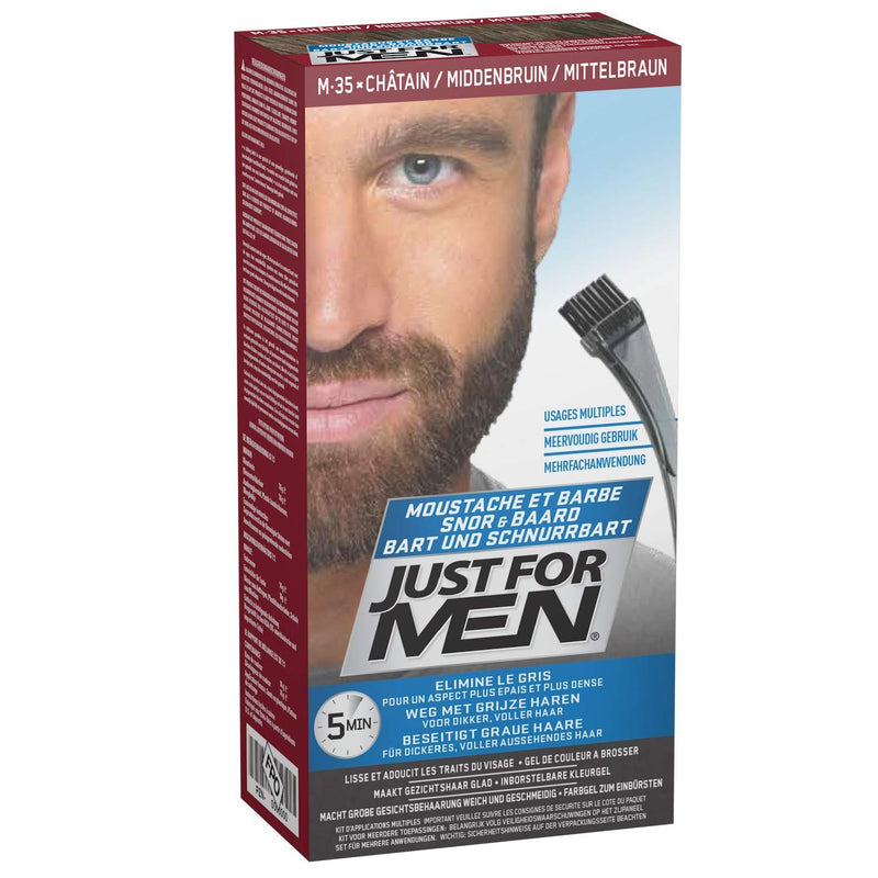 Just For Men Brush in Color Gel Formula Beard And Mustache Medium Brown Medium Brown - NewNest Australia