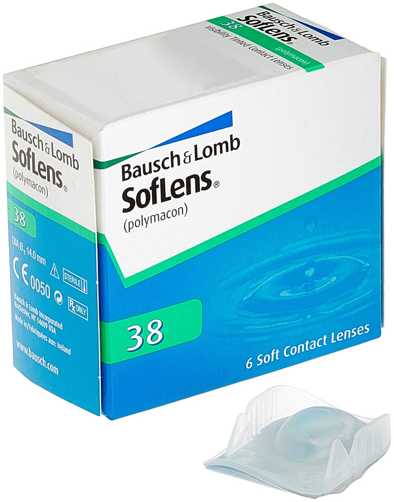 Bausch + Lomb SofLens 38 monthly lenses, spherical contact lenses, soft, 6 pieces BC 8.4 mm / DIA 14 / -1 diopter -1.0 diopter 8.4 millimeters 14 millimeters - NewNest Australia