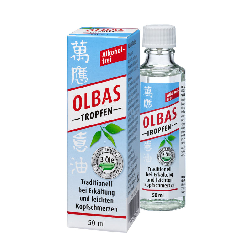 Olbas drops - 1x 50 ml - for ingestion and inhalation for colds - for external use for mild headaches - traditional - alcohol-free - NewNest Australia