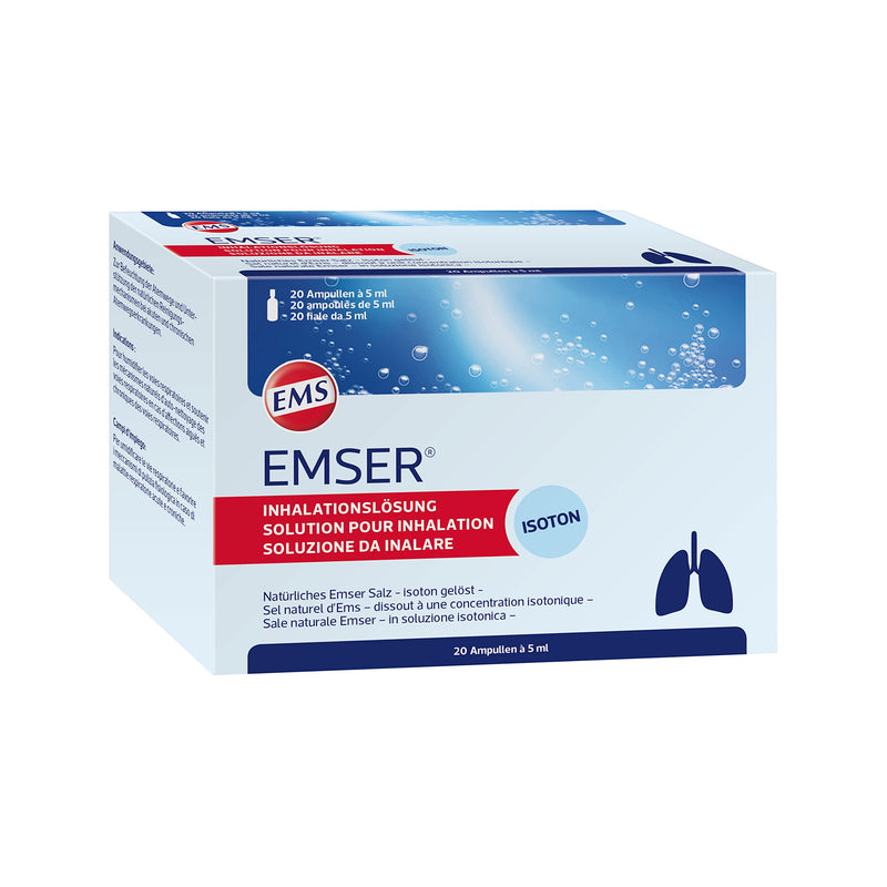 Emser inhalation solution with natural Emser salt/inhalation for acute or chronic inflammation of the respiratory tract / 20 ampoules of 5 ml 5 ml (pack of 20) - NewNest Australia