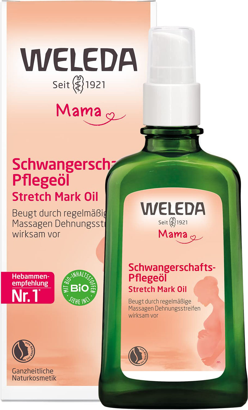 Weleda Organic Mama Pregnancy Care Oil - Natural Cosmetics Massage Pregnancy Oil for Preventing Stretch Marks on the Stomach, Thighs and Chest (1 x 100 ml) - NewNest Australia