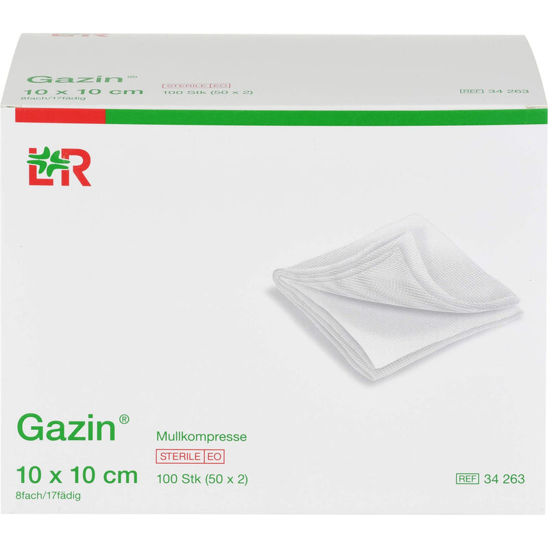 Gazin, gauze compresses 10 cm x 10 cm sterile 8-fold 50x2 300 g, white, 100 pieces, (pack of 50) 100 pieces (pack of 50) - NewNest Australia