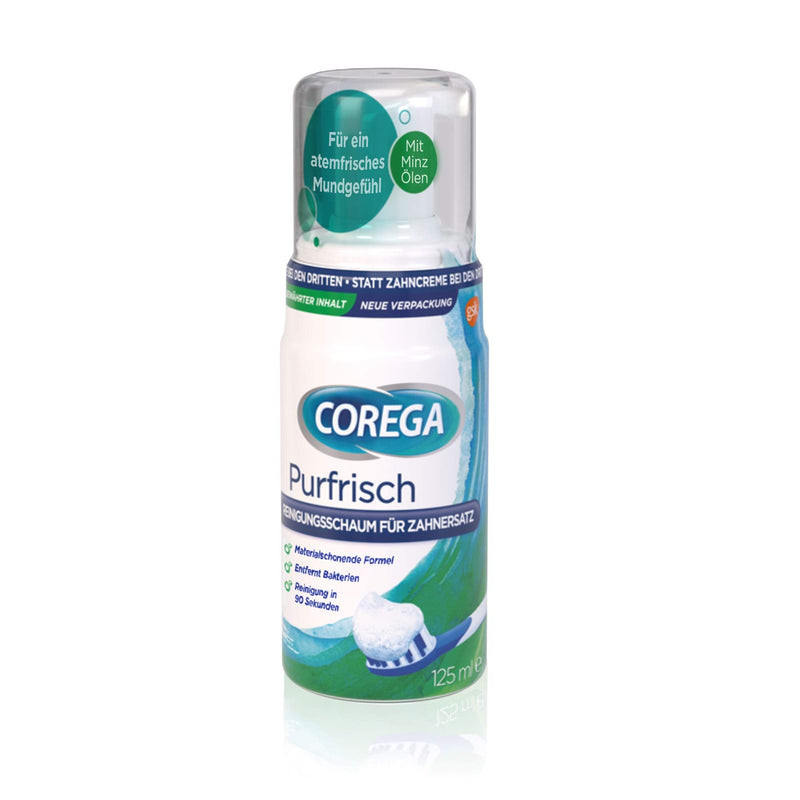 Corega Purfrisch cleaning foam for removable dentures/third teeth, 1x125ml - NewNest Australia