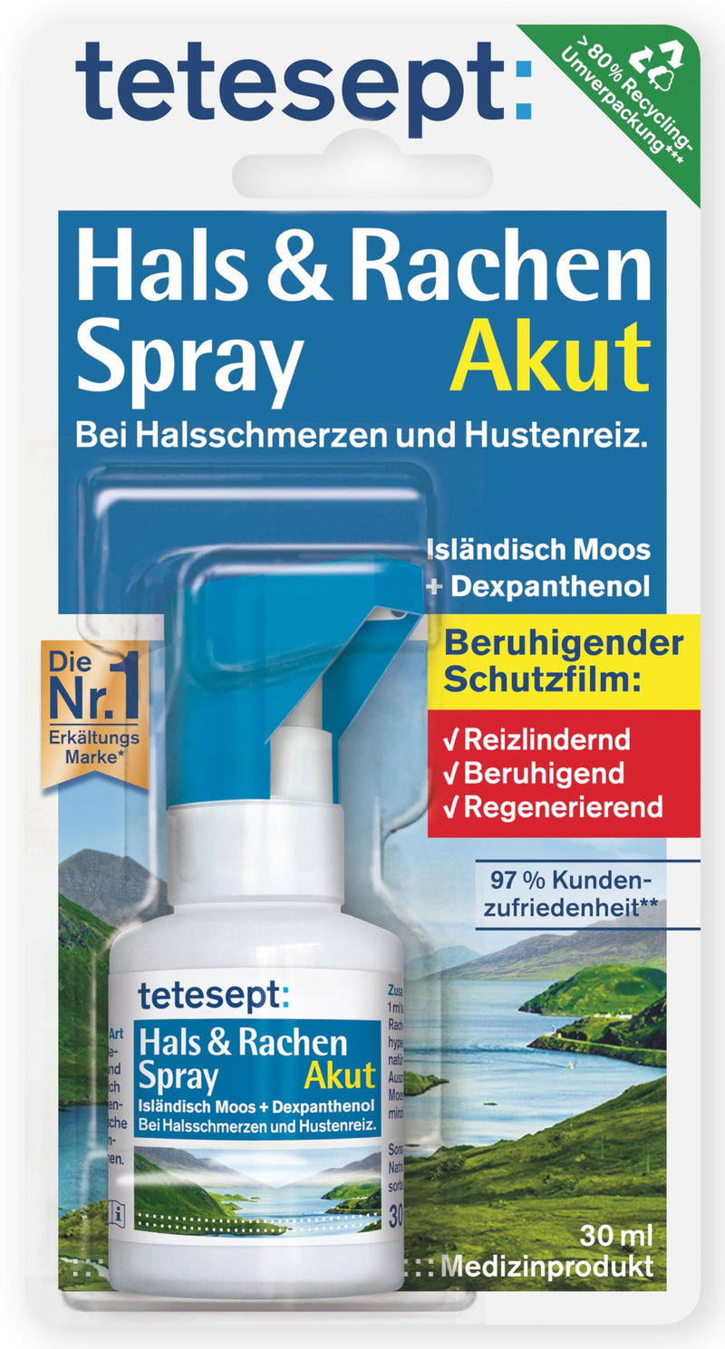 tetesept Neck & Throat Spray - Spray with Icelandic Moss and Dexpanthenol - for moistening and relief from sore throats, coughs and hoarseness - 1 x 30 ml 30 ml (pack of 1) - NewNest Australia