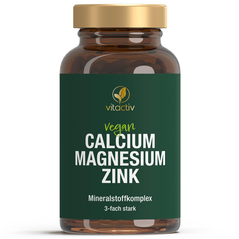 VITACTIV Calcium Magnesium Zinc Tablets - High-dose mineral complex for bones, muscles, skin & hair - Calcium citrate, magnesium citrate and zinc citrate - High bioavailability, vegan - 100 pieces - NewNest Australia