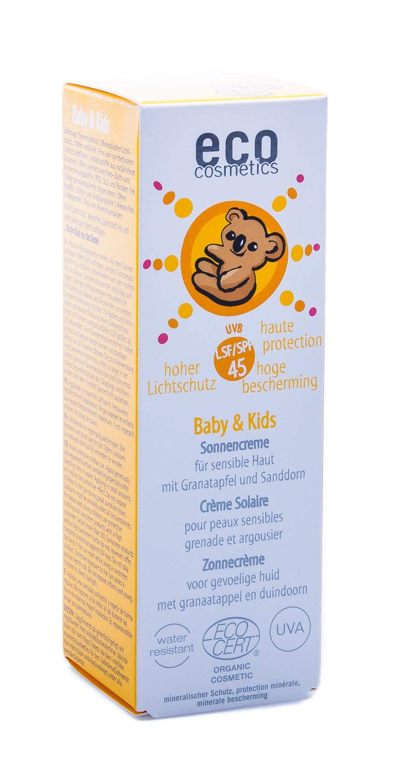 eco cosmetics Baby sun cream SPF45, waterproof, vegan, without microplastics, natural cosmetics for face and body, 1 x 50ml 50 ml (pack of 1) - NewNest Australia