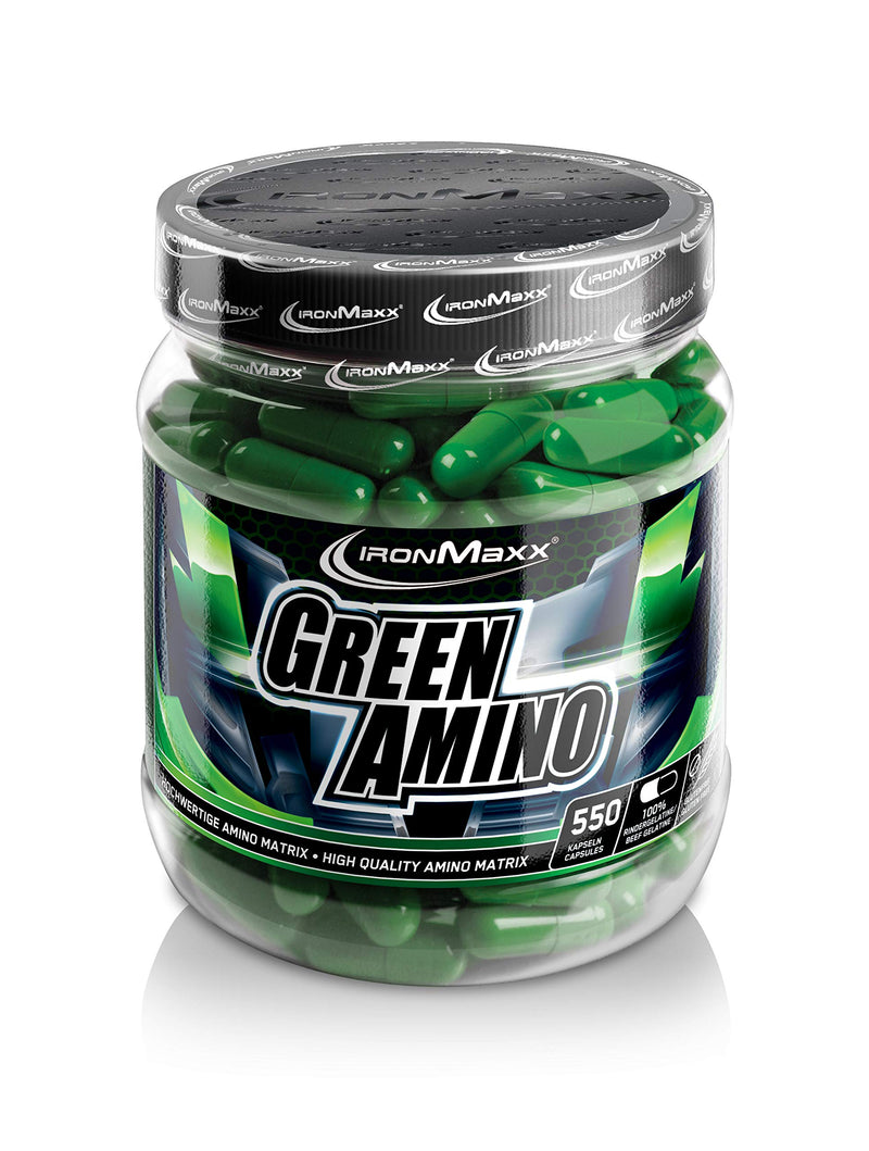 IronMaxx Green Amino - 550 capsules, low-carbohydrate source of amino acids, extensive amino acid matrix, high dosage - NewNest Australia
