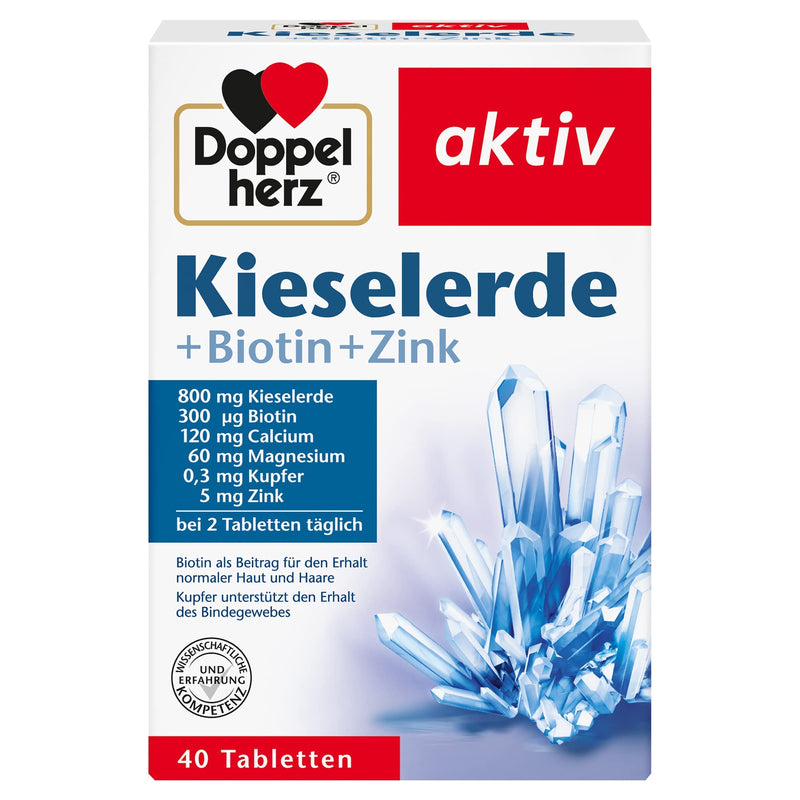 Doppelherz Silica + Biotin + Zinc - Biotin as a contribution to the maintenance of normal skin and hair - 40 tablets 40 pieces (pack of 1) - NewNest Australia