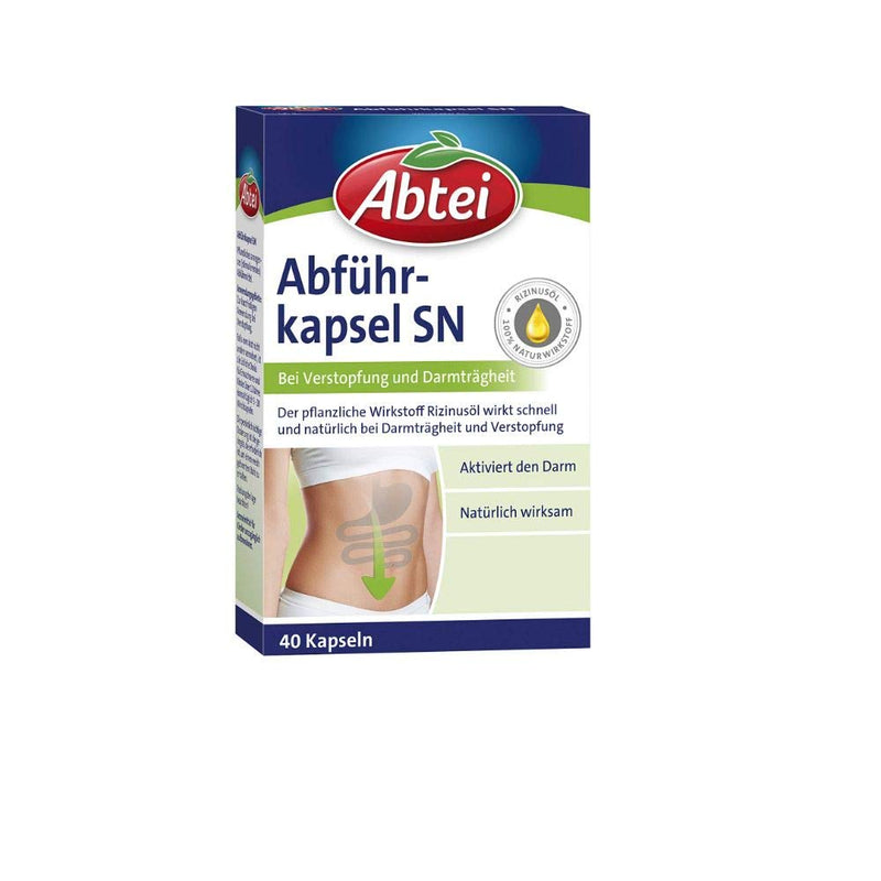 Abtei Laxative Capsules - Activates The Intestinal Constipation And Intestinal Insertia - Naturally Effective With Vegetable Castor Oil - 1 X 40 Soft Capsules | 40 Pieces (1 Pack - NewNest Australia