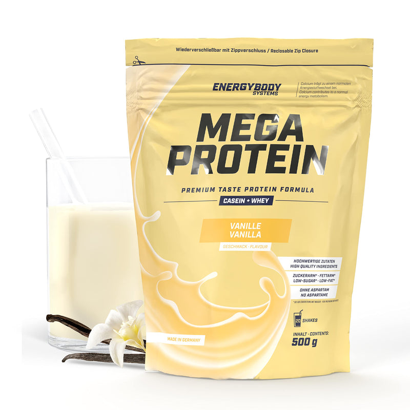 Energybody Mega Protein "Vanilla" 500 G / Multi-Component Protein Powder With Casein Whey Mix As Protein Powder / Protein Shake Without Aspartame / Protein Powder / 20 Servings - NewNest Australia