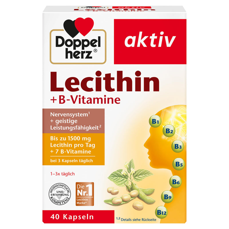 Doppelherz Lecithin - dietary supplement with vitamin B1, B2 and B6 to contribute to the normal function of the nervous system - 1 x 40 capsules - NewNest Australia