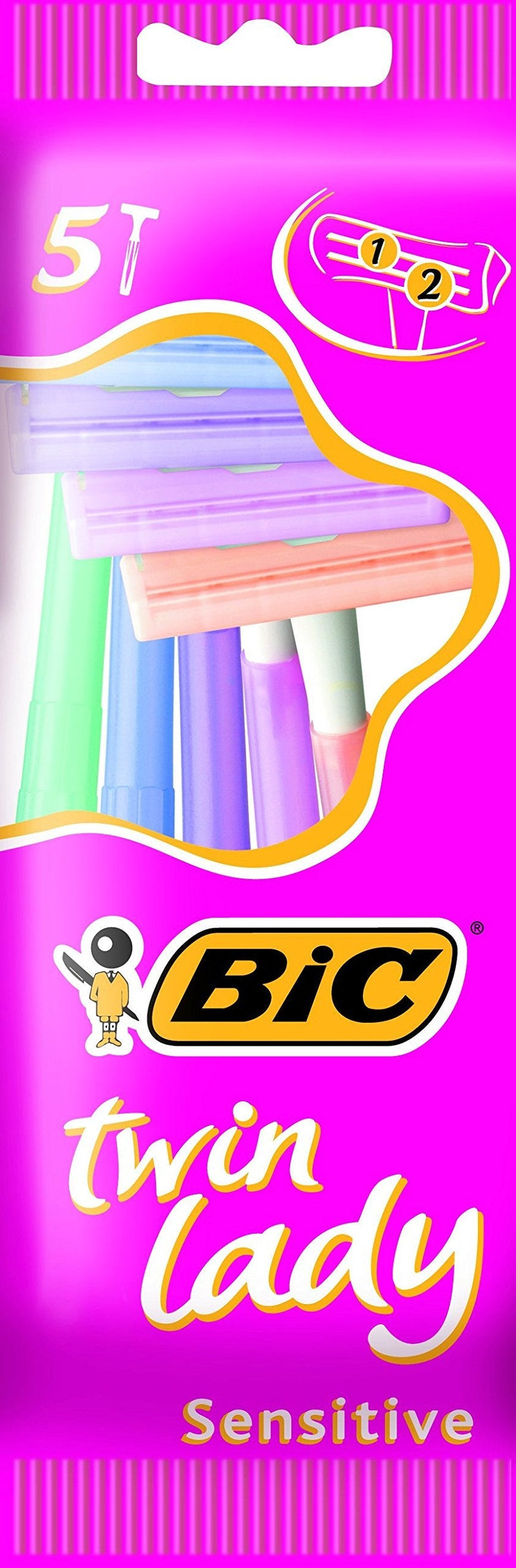 Bic Twin Lady Sensitive Razors, 5 packs of 5 (25 pieces in total) Disposable Razors - with two blades for a close and precise shave - NewNest Australia