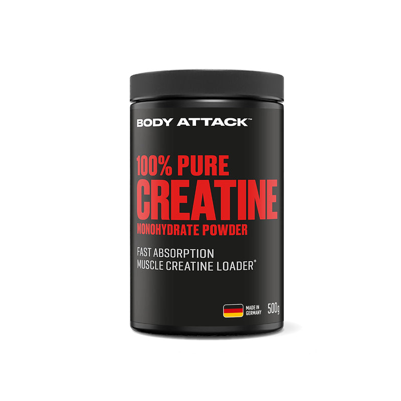 Body Attack Creatine Monohydrate - 500 g powder - Made in Germany - high-quality microfine creatine monohydrate - pure creatine powder for self-dosing - product from the Cologne list - NewNest Australia