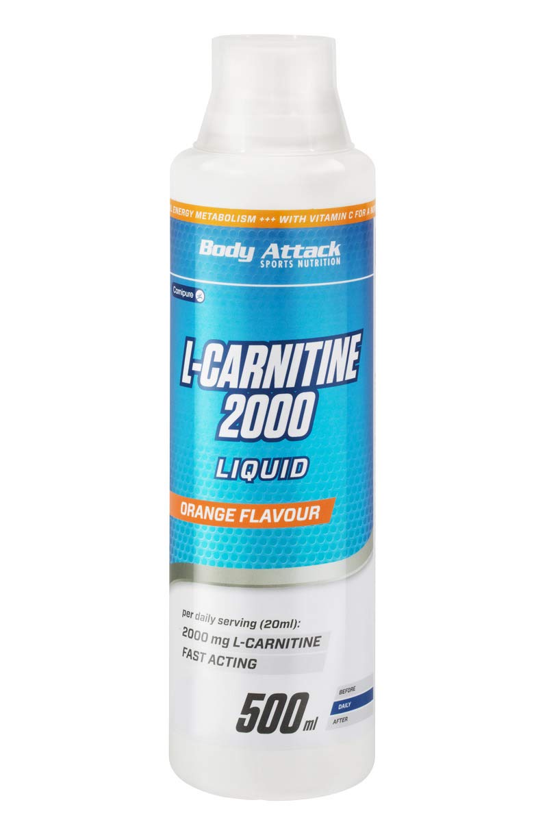 Body Attack L-Carnitine Liquid, Orange, Pack of 1 (1x 500 ml) - NewNest Australia