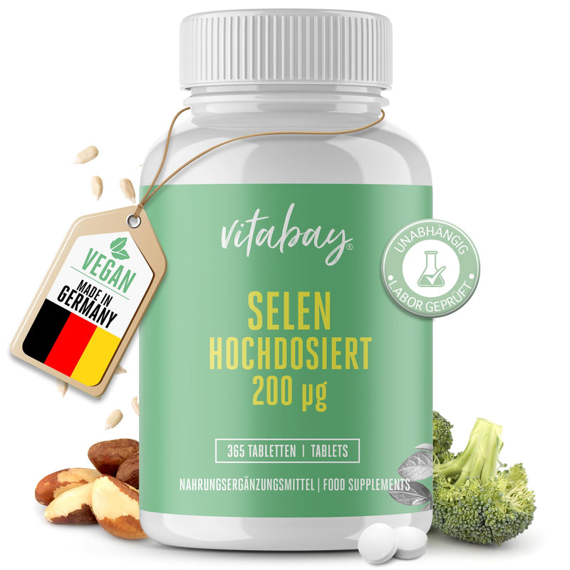 Vitabay Selenium High Dose 200Mg Vegan - 365 Selenium 200¬µg Tablets Selenium Complex Vegan - Selenium 200 Mcg Capsules High Dose Selenium Selenite - Laboratory Tested & Made From High Quality Raw Materials 365 Pieces (Pack Of 1) - NewNest Australia