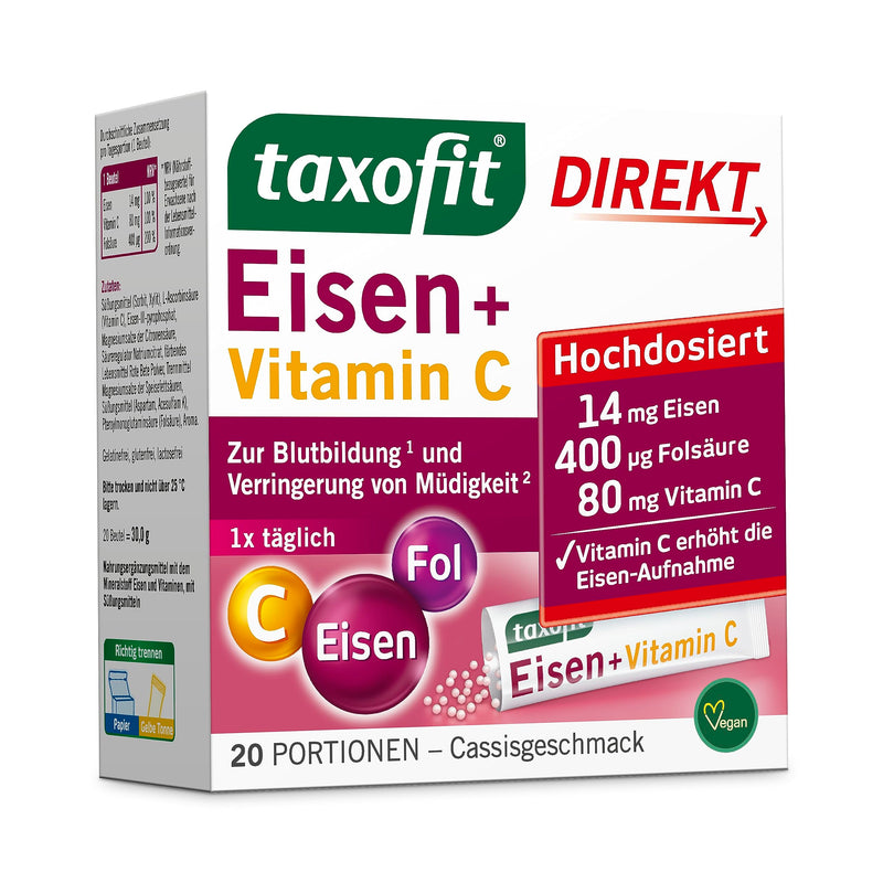 taxofit® Iron + Folic Acid + Vitamin C Direct Granules | For Blood Formation & Reduction of Fatigue | 20 servings - NewNest Australia