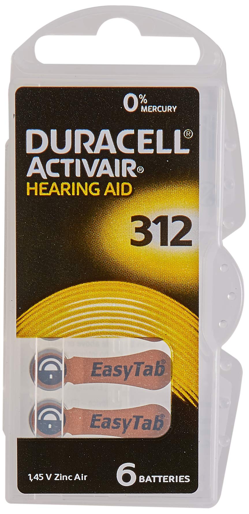 Duracell Easytab DA 312 - for all hearing aids with battery type 312 10 x 6 pieces 6 pieces (pack of 10) - NewNest Australia