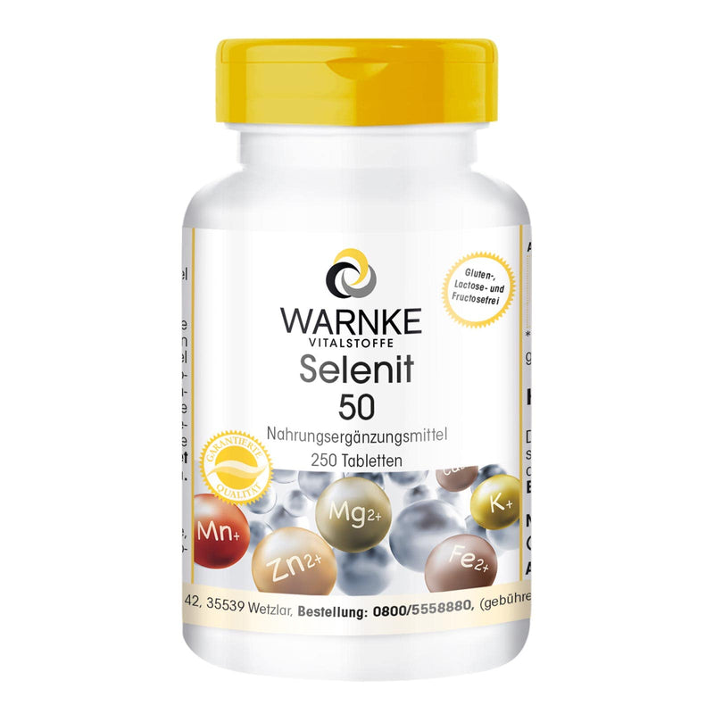Selenium tablets - 50µg selenium per tablet - vegan - made from sodium selenite - yeast-free - 250 tablets - large pack | Warnke vital substances - NewNest Australia