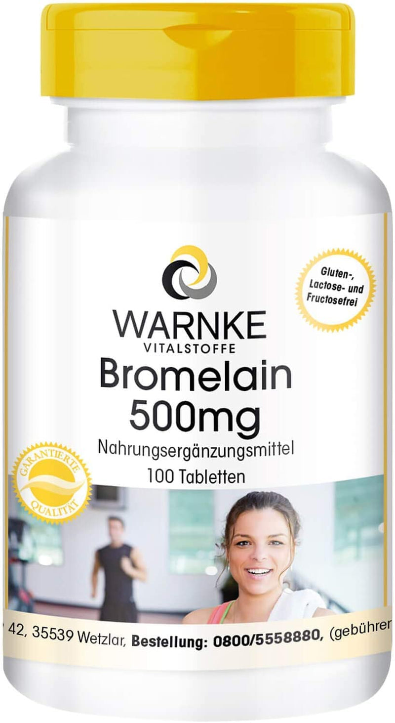 Bromelain 500mg - 1200 FIP - natural pineapple enzyme - vegan & high dosage - 100 tablets | Warnke vital substances 100 pieces (pack of 1) - NewNest Australia