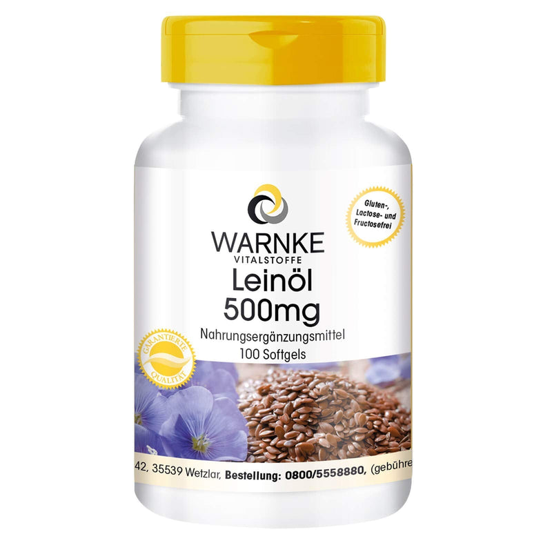 Flaxseed Oil Capsules - Vegetable Omega 3-6-9 Capsules - High Dose - Flaxseed Oil 500mg - 100 Softgels | Warnke vital substances - NewNest Australia