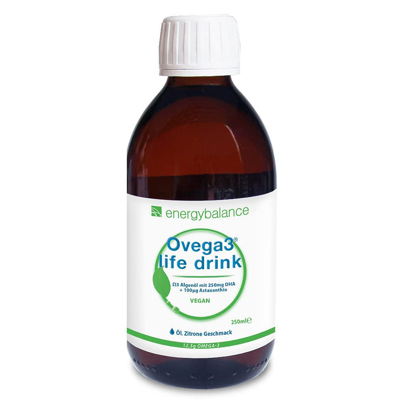 Ovega3 life drink 250ml - DHA algae oil with lime flavor and astaxanthin - top absorption capacity - Omega-3 for children - with natural antioxidant - free of harmful substances - vegan - gluten-free - NewNest Australia