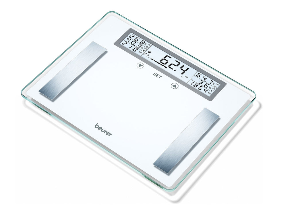 Beurer Bg 51 Diagnostic Scales (Xxl Glass Scales Up To 200 Kg Load Capacity, 100 G Graduation, Display Of Body Weight, Fat, Water, Muscle Percentage, Bone Mass, Bmi, Calorie Requirement) - NewNest Australia