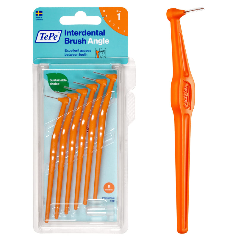 TEPE Angle Interdental Brushes, 6 pieces (packaging may vary) Orange 6 pieces (pack of 1) - NewNest Australia