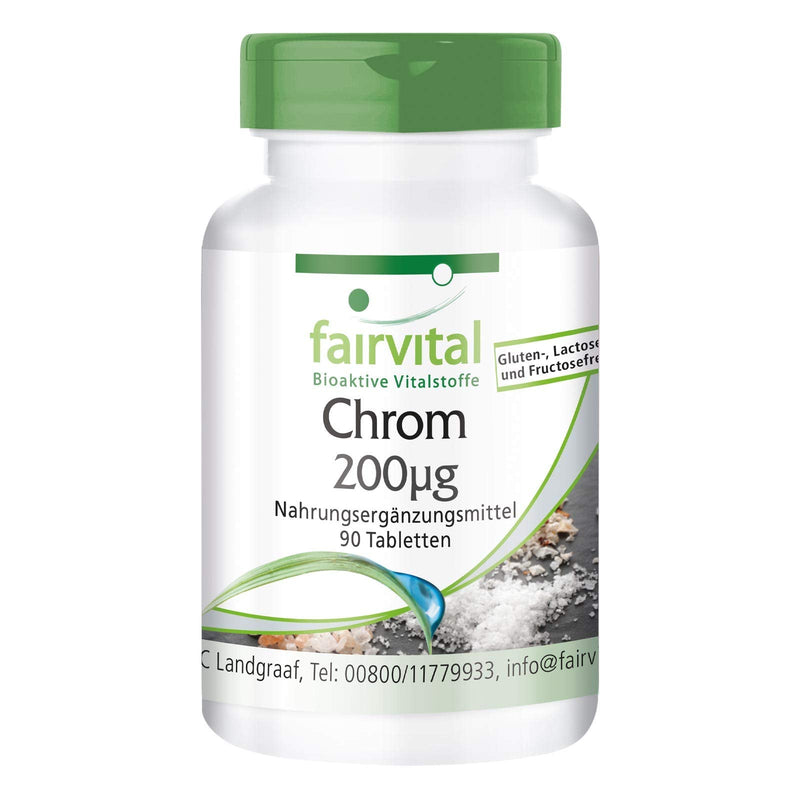 Fairvital | Chromium 200µg - with 200mcg chromium per tablet - high dose - vegan - Chromium Picolinate - essential trace element - 90 tablets - NewNest Australia