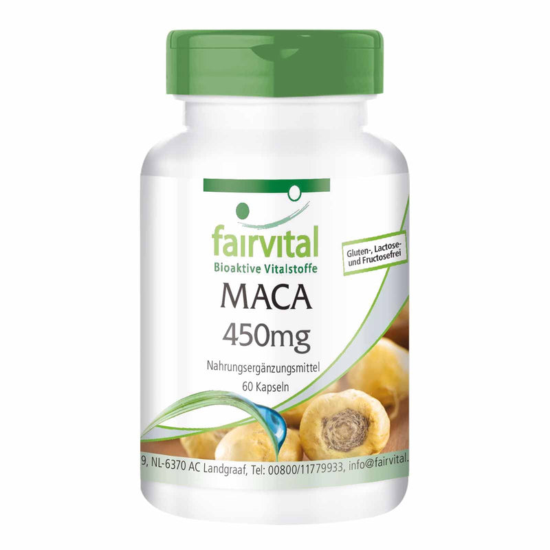 Fairvital | Maca Kapseln 450mg - HOCHDOSIERT - VEGAN - 60 Kapseln - 4-fach konzentrierter Wurzelextrakt - NewNest Australia